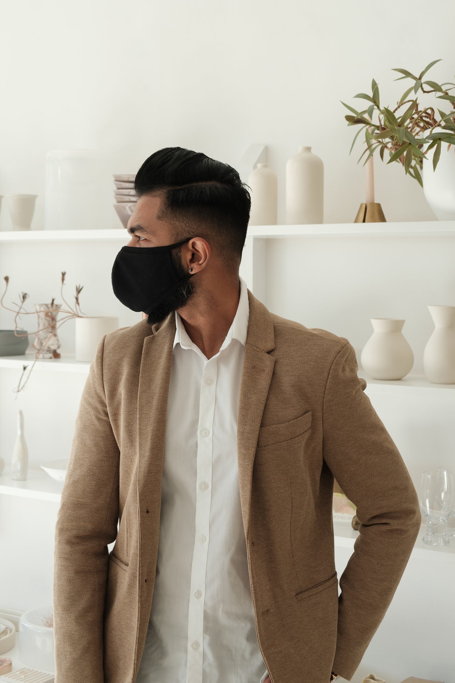 man with beard wearing KN95 XL face masks