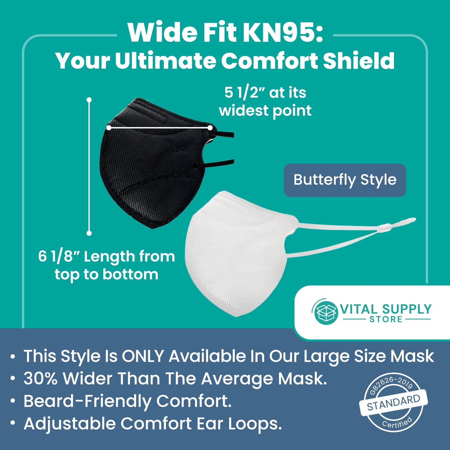 Kn95 Masks in XL, Large, Medium, and Small Sizes - Vital Supply Store