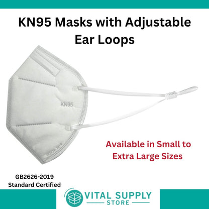 KN95 Masks with Adjustable Ear Loops - Extra Large to Small Sizes - Vital Supply Store