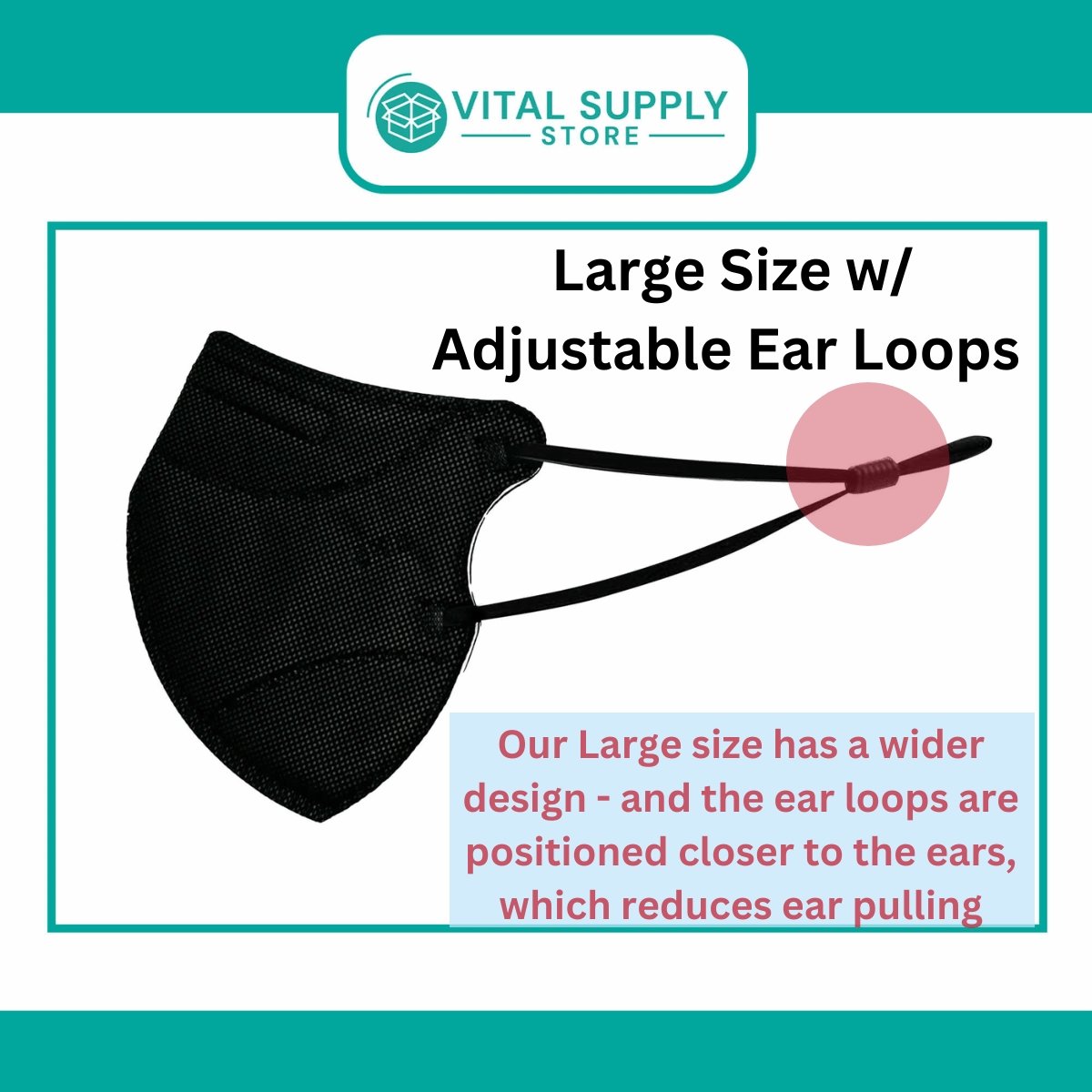 KN95 Mask White or Black - Extra Large, Large, Medium, Small Sizes - Vital Supply Store - Vital Supply Store